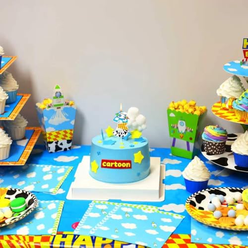 Rocket Birthday Candle Holder - Cartoon Sky & Clouds Design