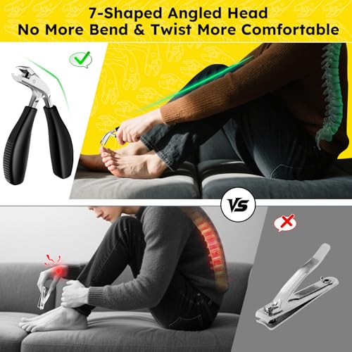 Angled Head Toenail Clippers for Thick Nails | Long-Handled Senior Nail Care