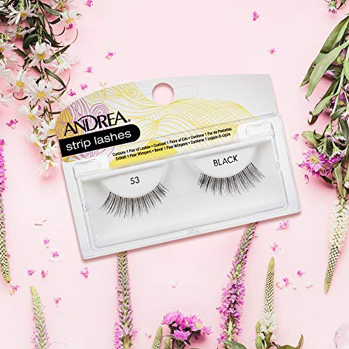 Andrea False Lashes Style 53 - Natural Black Strip Lashes, 4 Pairs
