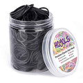 Black Rubber Hair Bands, 1.25" Elastic Ties for Thick Hair (330 pcs)