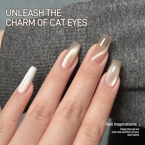 GAOY 3-in-1 Cat Eye Magnet for Nails, Cigar Shape Nail Magnet, Multi-Function Nail Magnets for Nail Art DIY at Home, Brown