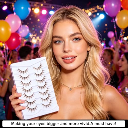 Brown False Eyelashes 7 Pairs Natural Wispy 3D Fluffy