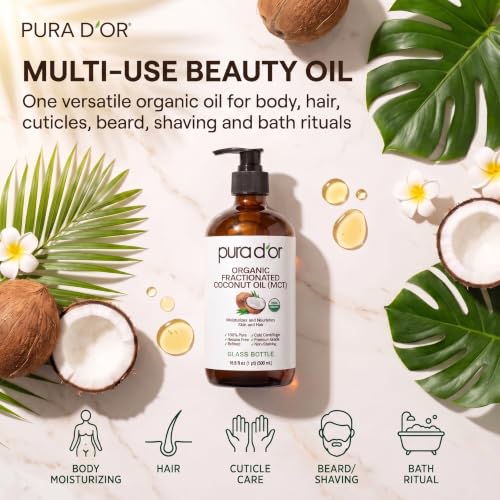 Pura D'Or Organic Fractionated Coconut Oil MCT - 16.9 oz