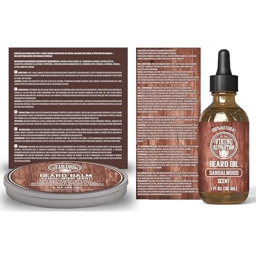Viking Revolution Ultimate Grooming Kit for Men - Boar Brush, Wood Comb, Sandalwood Balm & Oil, Scissors for Beard & Mustache
