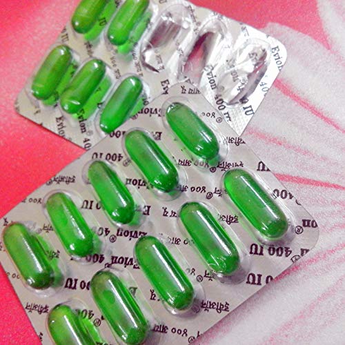 Vitamin E Capsule for Face, Hair, Pimple, Glowing Skin, Dark Circles, Skin Whitening & Hair Care Evion 400mg Capsules for face and Hair (50)