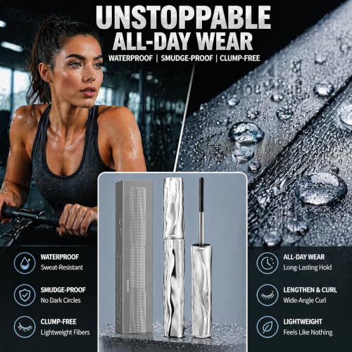 VEYORRA Metal Wand Mascara - Waterproof Curling & Lengthening