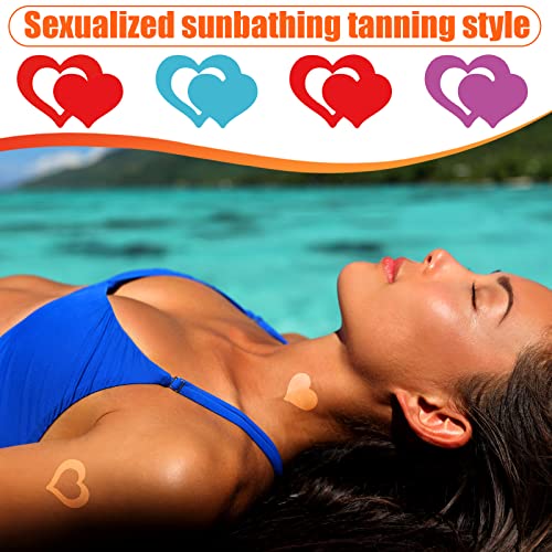 Fainne 400 Pieces Tanning Bed Stickers for Body Heart Labels Perforated Self Adhesive Small Sun Stickers for Tanning, 100 Pieces Per Roll, 1.2 x 0.8 Inches(Heart Pattern)