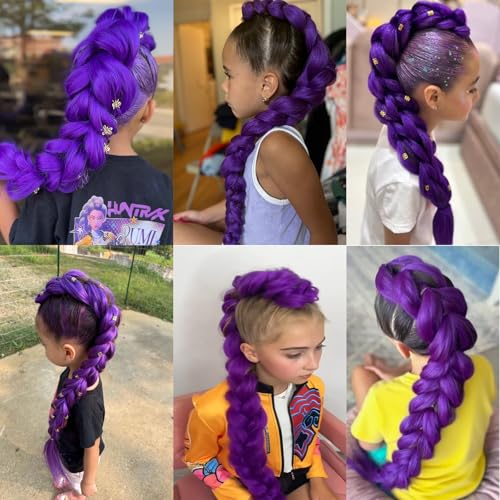 Purple Braid Hair Extensions 26 Inch Ponytail
