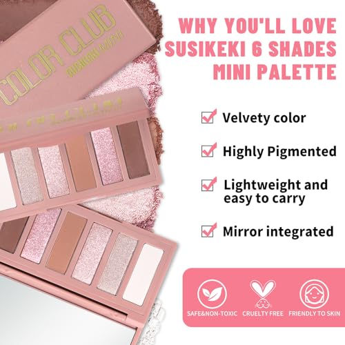 SUSIKEKI Mini Eyeshadow Palette - 6 Shades Olive & Nude