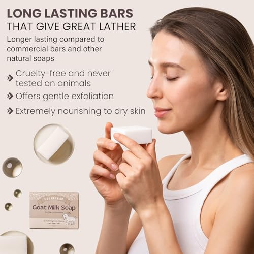 Goat Milk Soap ? Natural Moisturizing Bar for Dry, Sensitive & Delicate Skin ? Gentle Daily Cleanser for Babies, Men & Women ? 3 Pack (4 oz Each), Soothing Hydrating Formula