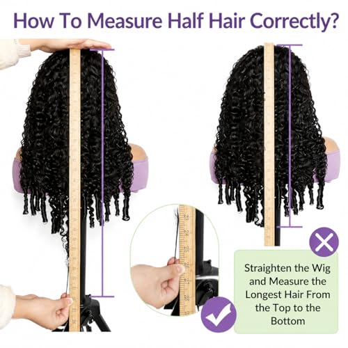 Burmese Curly Half Wig Human Hair 18" Glueless 180% Density