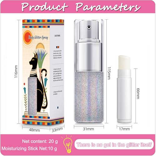 Silver Holographic Glitter Spray for Hair & Body
