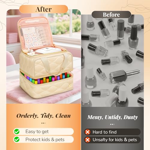 YOREPEK Nail Polish Organizer Case for 42+ Bottles