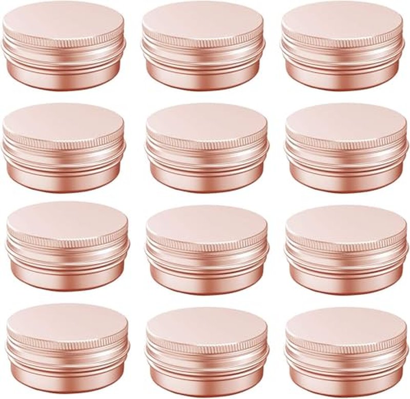 1oz Aluminum Tin Jars with Screw Caps - 12 Pack Rose Gold