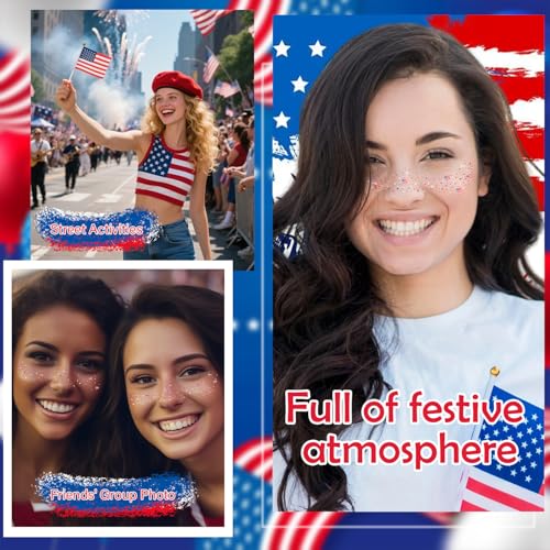 8-Piece Waterproof Face Tattoos for 4th of July & Festivals