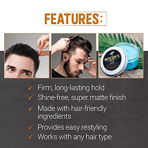 Woody's Hair Clay for Men | Matte Finish & Strong Hold
