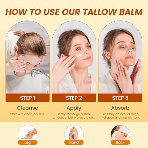 Beef Tallow for Skin 2oz, Whipped Beef Tallow and Manuka Honey Balm, Beef Tallow for Face and Body, Unscented Skin Care for Dry and Sensitive Skin, Natural Tallow Balm for Hydration and Nourishment
