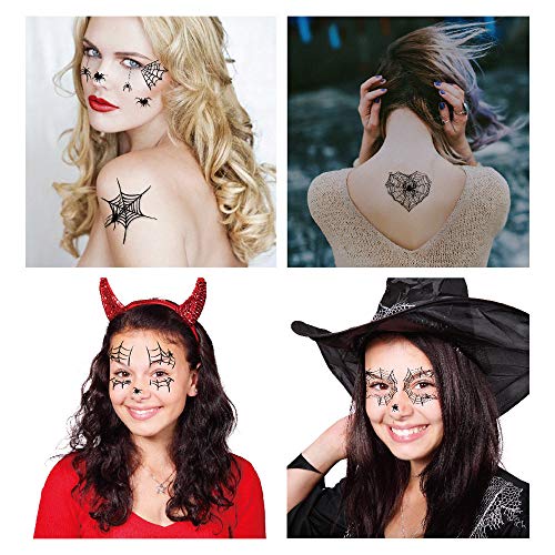 65pcs Halloween Spider Web Temporary Tattoos