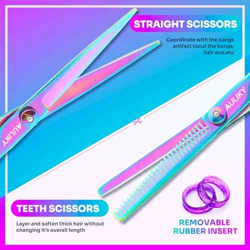 Hair Cutting Scissors Shears Kit, 6.7¡± Barber Scissors,Professional Haircut Kit,Stainless Steel Hairdressing Thinning Scissors Shears for Barber,Salon,Women,Home,Men