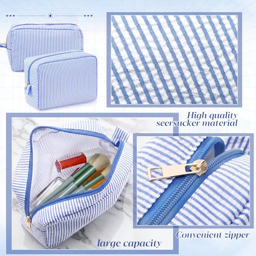 Sanwuta 10 Pcs Seersucker Makeup Bags - Travel Toiletry Organizer