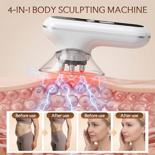 Body Massager for Skin Appearance Care ? Red Light, Heat & Vibration Beauty Device for Legs, Arms, Belly & Thighs, Cordless Rechargeable Home Use