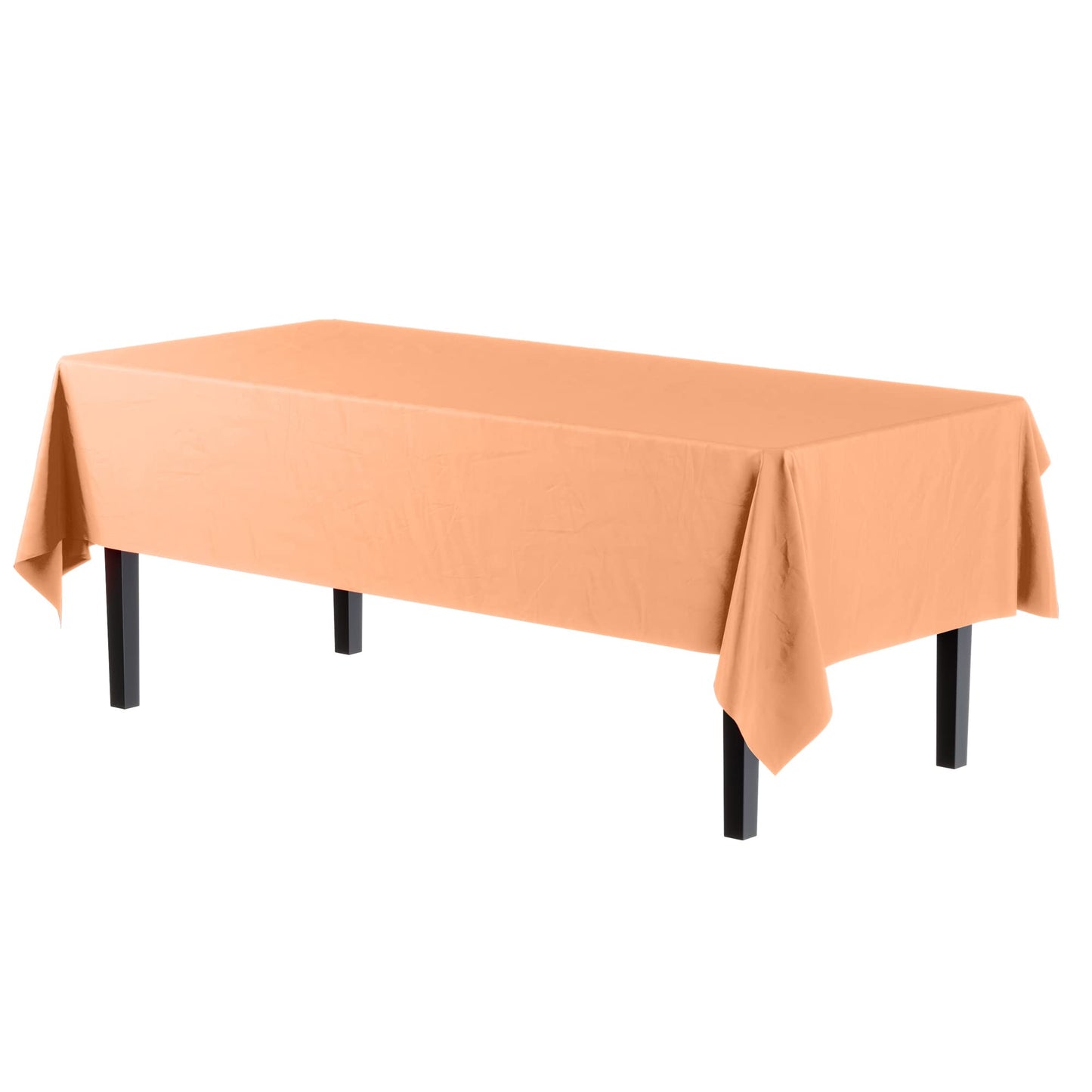 Exquisite 6-Pack Premium Plastic Tablecloth 54in. x 108in. Rectangle Plastic Table Cover - Peach