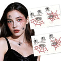 Halloween Spider Web Face Jewel Stickers - Red & Black Gem Stickers