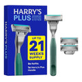 Harry's Plus Razor Shaving Kit for Men - Moss Handle & 3-Blade Cartridges