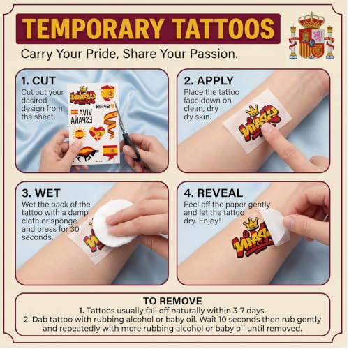 Spain Flag Headband & Tattoo Set - 4 Piece Party Pack