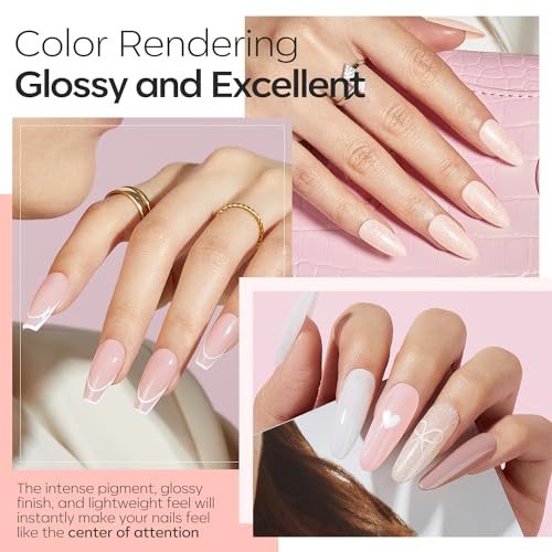 Modelones Dip Powder Nail Starter Kit, 4 Nude Colors 19 Pcs Manicure Set