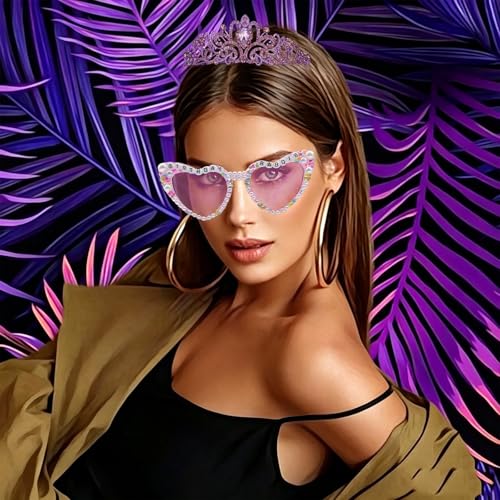 Birthday Baddie Glasses Set with Tiara & Sash