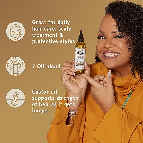 Carol's Daughter Goddess Strength 7 Oil Blend Scalp and Hair Oil for Wavy, Coily and Curly Hair, Hair Treatment with Castor Oil for Weak Hair, 4.2 Fl Oz