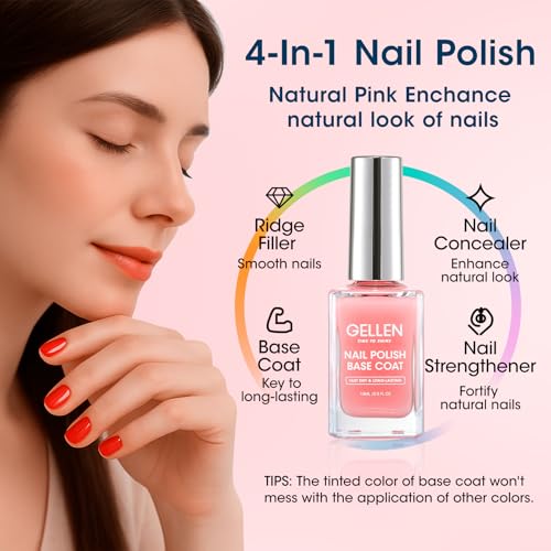 GELLEN Quick Air Dry Base & Top Coat Set - Calcium Nail Strengthener