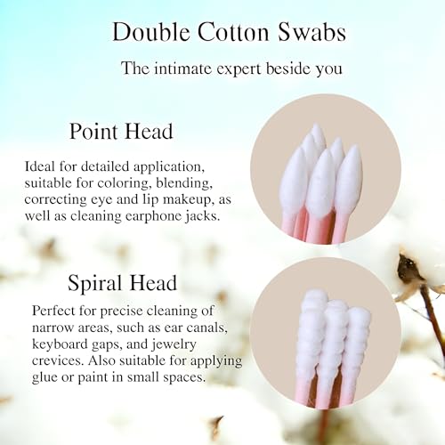 SLequipo 1000 Count Pink Individually Wrapped Cotton Swabs for Travel & Personal Care