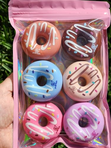 Donut Lip Gloss Keychain Set of 6 - Hydrating Fruit Scented