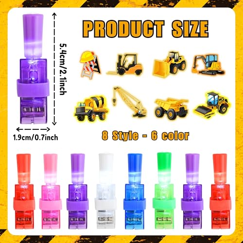 72-Piece Construction Party Favors – LED Finger Lights & Tattoos