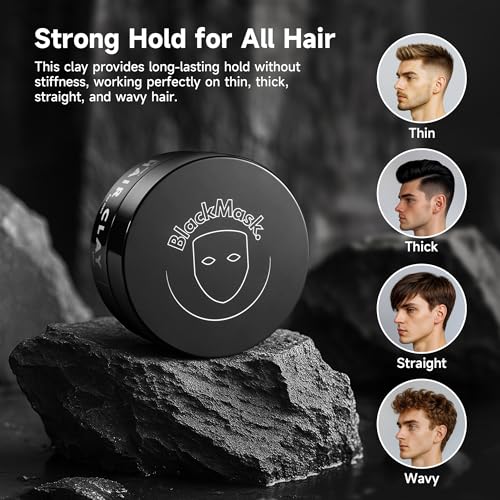 BlackMask Hair Clay for Men - Matte Finish Strong Hold