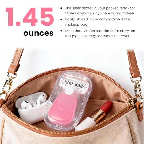 Keropy Pink Self-Lubricating 5-Blade Razor for Women with Travel Case