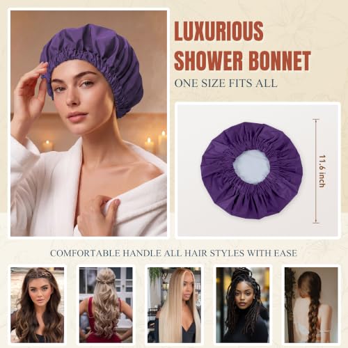 Waterproof Shower Cap for Women | Reusable Bonnet with Wide Elastic Band
