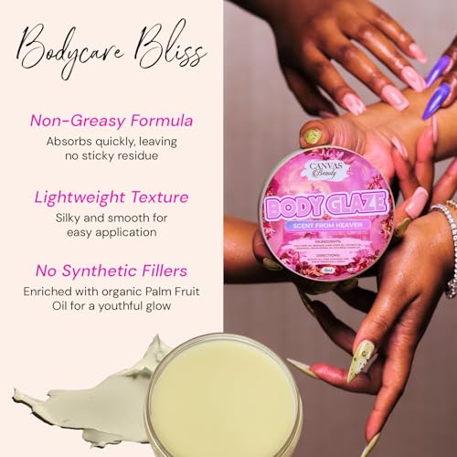 Canvas Beauty Body Glaze, Scent From Heaven ? Sweet Cherries & Star Anise, Moisturizing Non-Greasy Body Butter for Women With Beeswax, Jojoba Oil, and Rice Bran for Soft and Glowy Skin