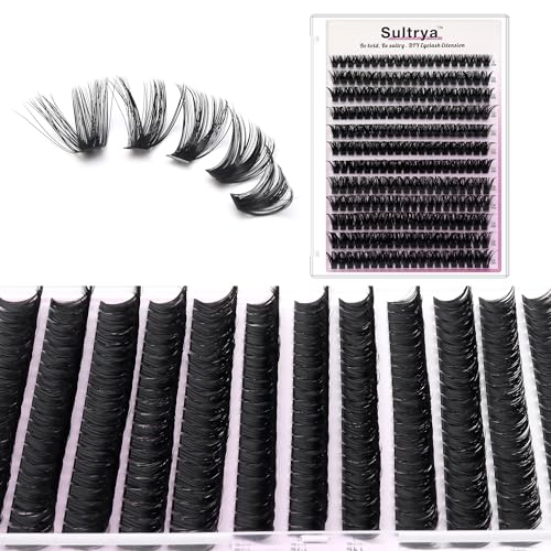 Sultrya 80D Eyelash Extensions Clusters - 240pcs 9-16mm