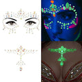 Glow in the Dark Face Jewels 2 Pack - Luminous Crystal Stickers