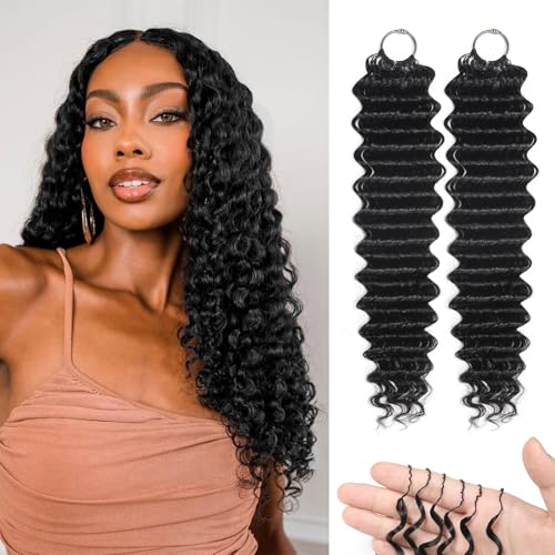18 Inch Human Crochet Hair Extensions for Black Women - Deep Wave