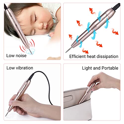 MelodySusie Portable Electric Nail Drill,PC120B Compact Efile with MelodySusie Nail Drill Pen & Bits Holder Stand