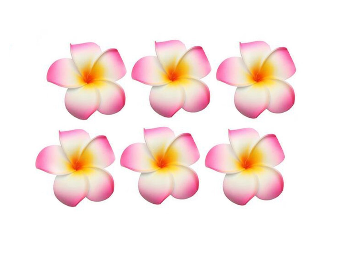 12PCS Women Girls 2.36" Hawaiian Hawaii Bohemia Style Plumeria Foam Flower Hair Clips Decoration Hair Barrette Hairpin For Bridal Wedding Party Beach Holiday (Pink)