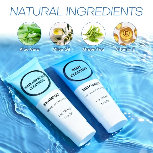 Travel Size Shampoo & Body Wash Set - 20 Pack Individually Wrapped