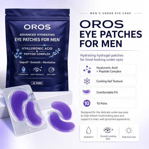 OROS Hydrating Eye Patches for Men, 10 Pieces