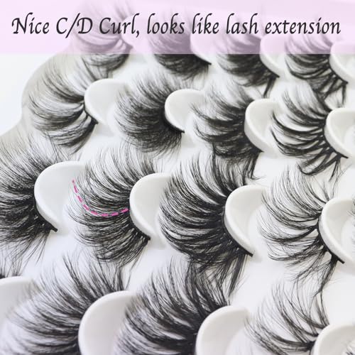 25MM Mink Lashes - 10 Pair Variety Pack Wispy Dramatic Eyelashes