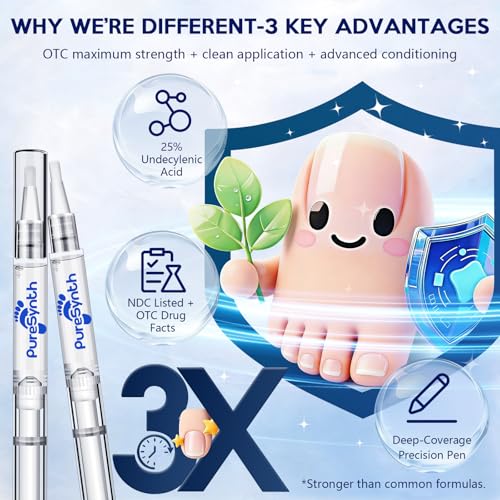 PureSynth Extra Strength Nail Repair Pen - 25% Undecylenic Acid, Aloe & Vitamin E, 4 Pack