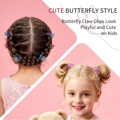 Butterfly Hair Claw Clips 32Pcs Sparkly Glitter Mini Clips
